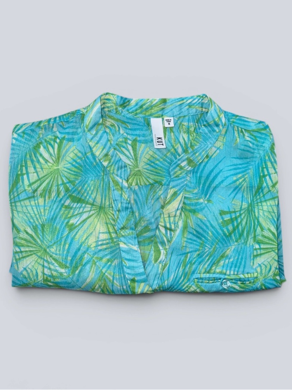 Kut From The Kloth Tropical Print Button Down Blouse